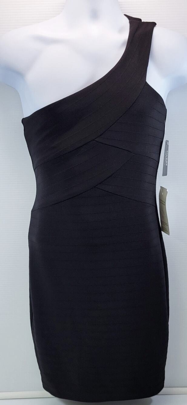 F2) Guess Los Angeles Single One-Shoulder Strap Black Minidress Size 4